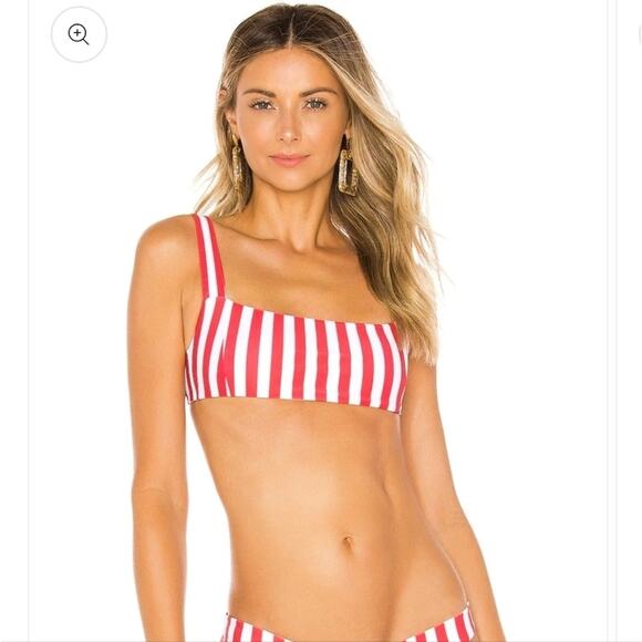 Tularosa Karmen Bikini Top Red White Striped Small NWT - Picture 1 of 5